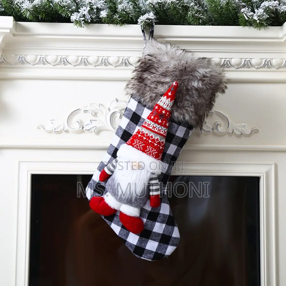 Christmas Stockings Buffalo Plaid Christmas Stockings With 3d Gnome