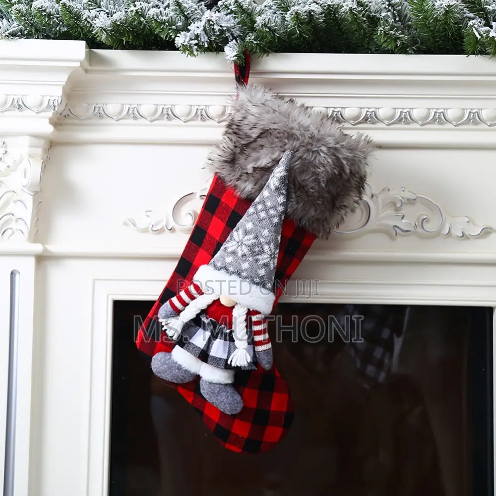 Christmas Stockings Buffalo Plaid Christmas Stockings With 3d Gnome