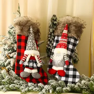 Christmas Stockings Buffalo Plaid Christmas Stockings With 3d Gnome