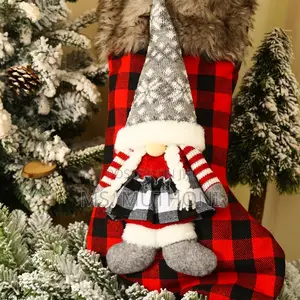 Christmas Stockings Buffalo Plaid Christmas Stockings With 3d Gnome