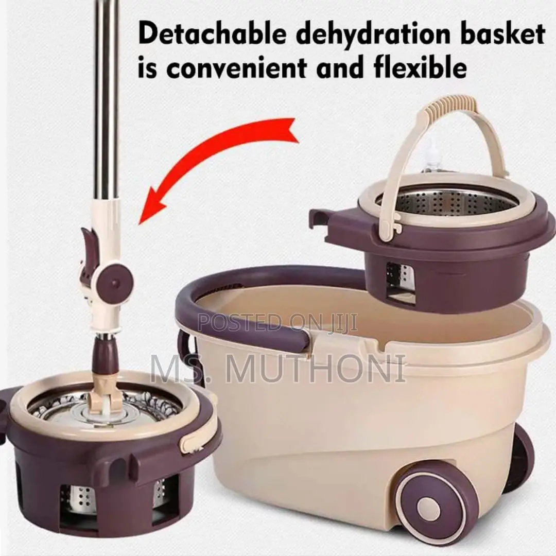 360° Spin Mop With Bucket and Dehydration Basket (2 Heads )