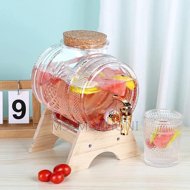 5l Glass Water Dispenser With Silver Faucet Stand,
