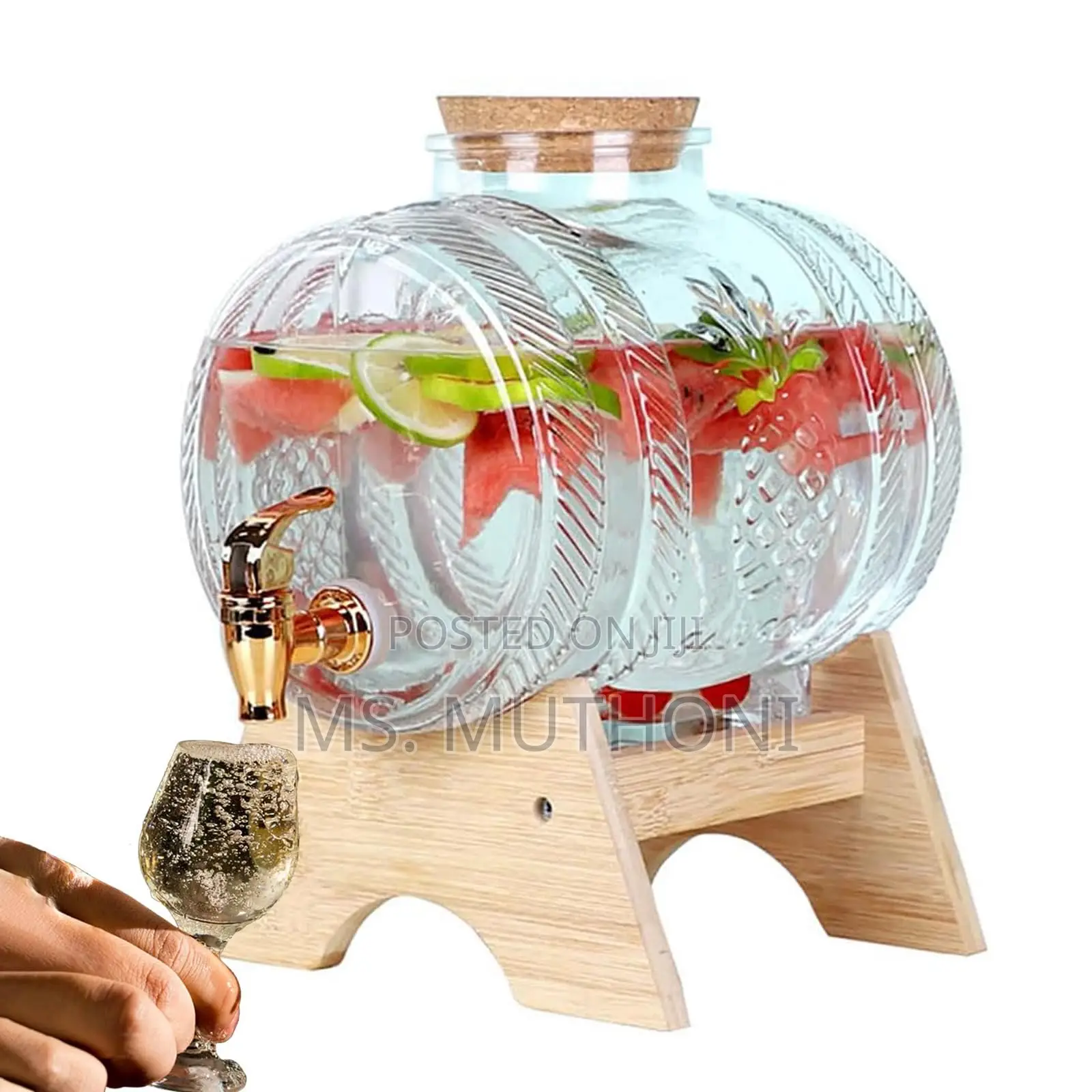 5l Glass Water Dispenser With Silver Faucet Stand,