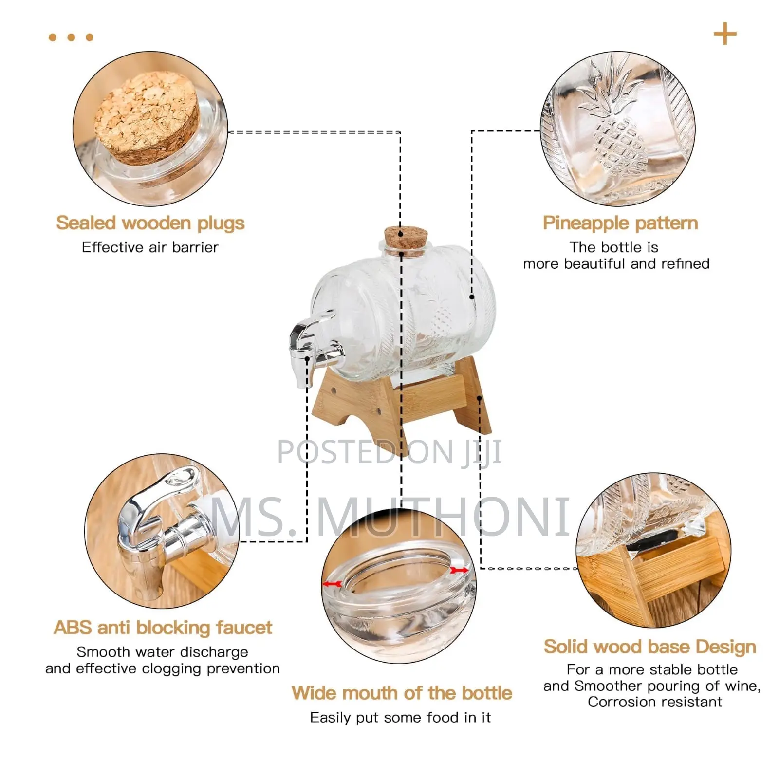 5l Glass Water Dispenser With Silver Faucet Stand,