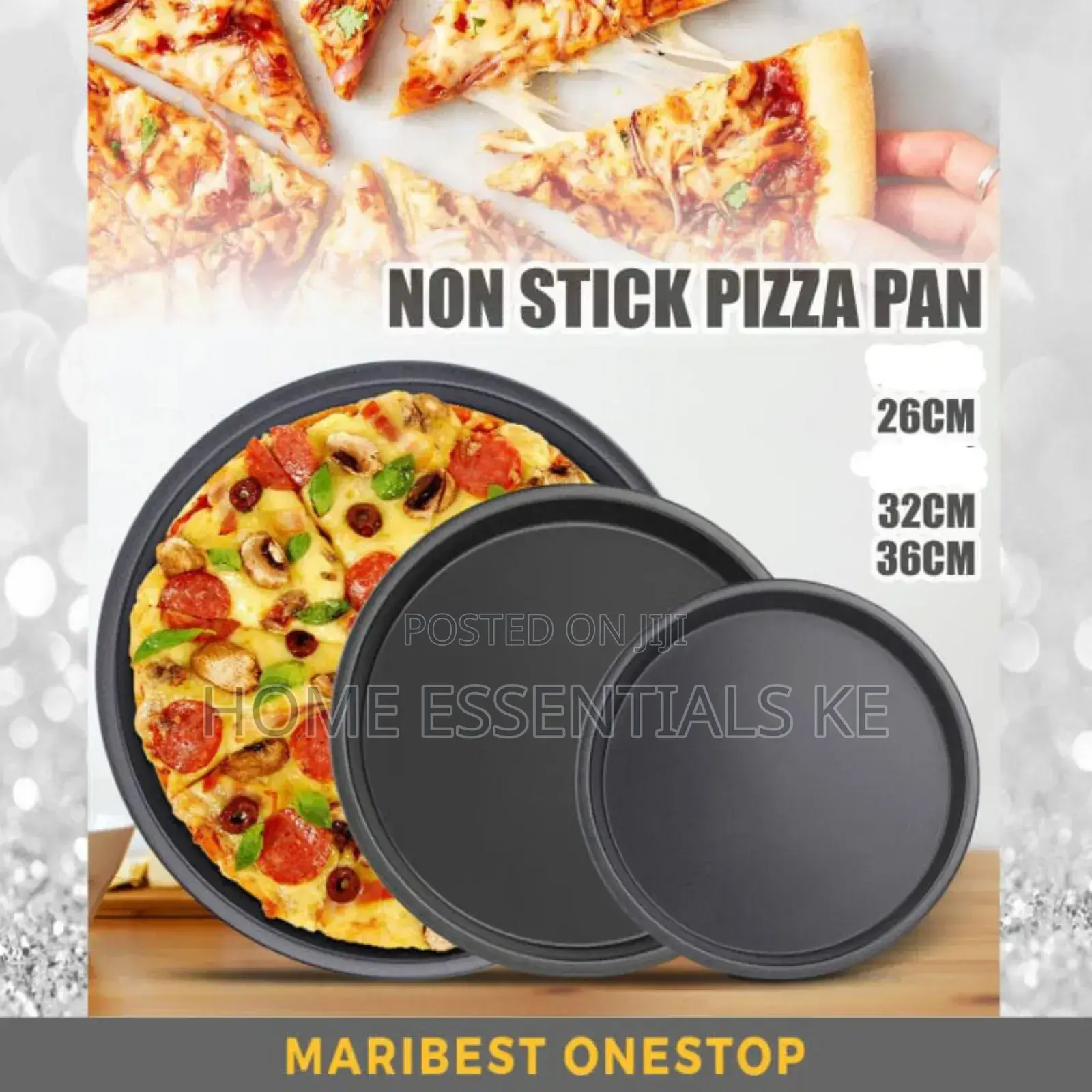 3in1 Pizza Baking Pans 3pc Tins Diameter Size 26/32/36cm*