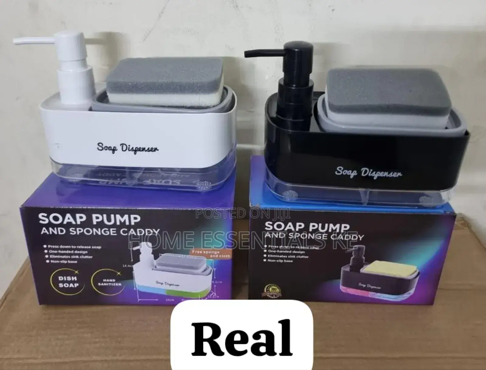 2 Compartment Soap Tap Double Soap Pump Sponge Caddy Dish Cleaning Kit