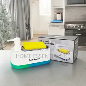 2 Compartment Soap Tap Double Soap Pump Sponge Caddy Dish Cleaning Kit