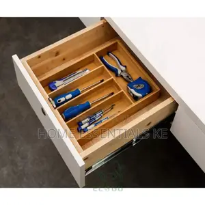 5 Compartments Fixed Size Bamboo Cutlery Organizer 33x24x4cm