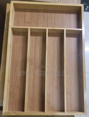 5 Compartments Fixed Size Bamboo Cutlery Organizer 33x24x4cm