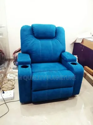 1 Seater Blue Luxurious Semi Recliner Couches