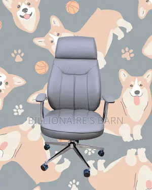 Space-Saving Grey Executive Leather Office Chair | Lumbar Support