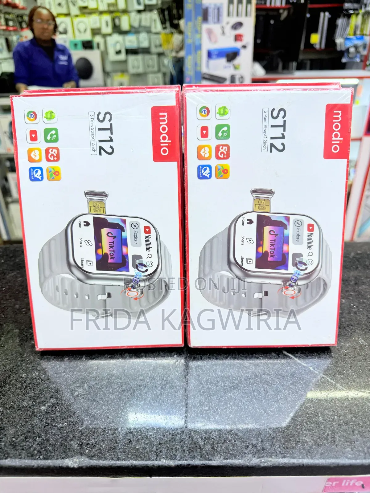Modio St12 Smartwatch  With Sim Card And 2 Pairs Of Straps