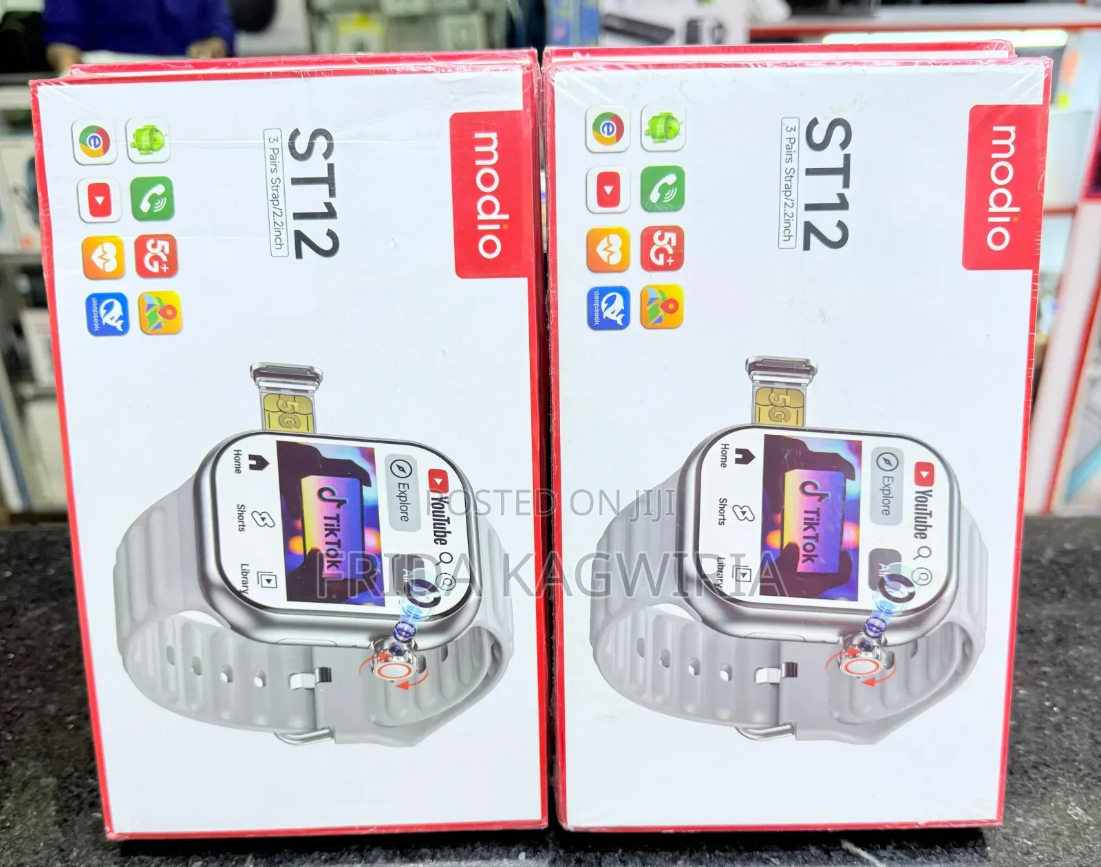 Modio St12 Smartwatch  With Sim Card And 2 Pairs Of Straps