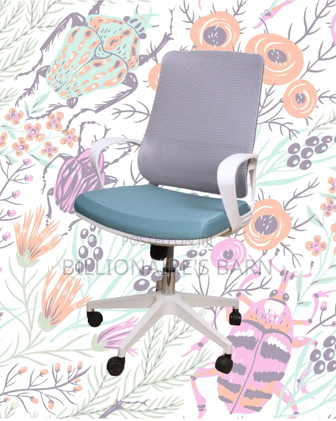 White Ergonomic Mesh Office Chair | Minimal Headrest Support