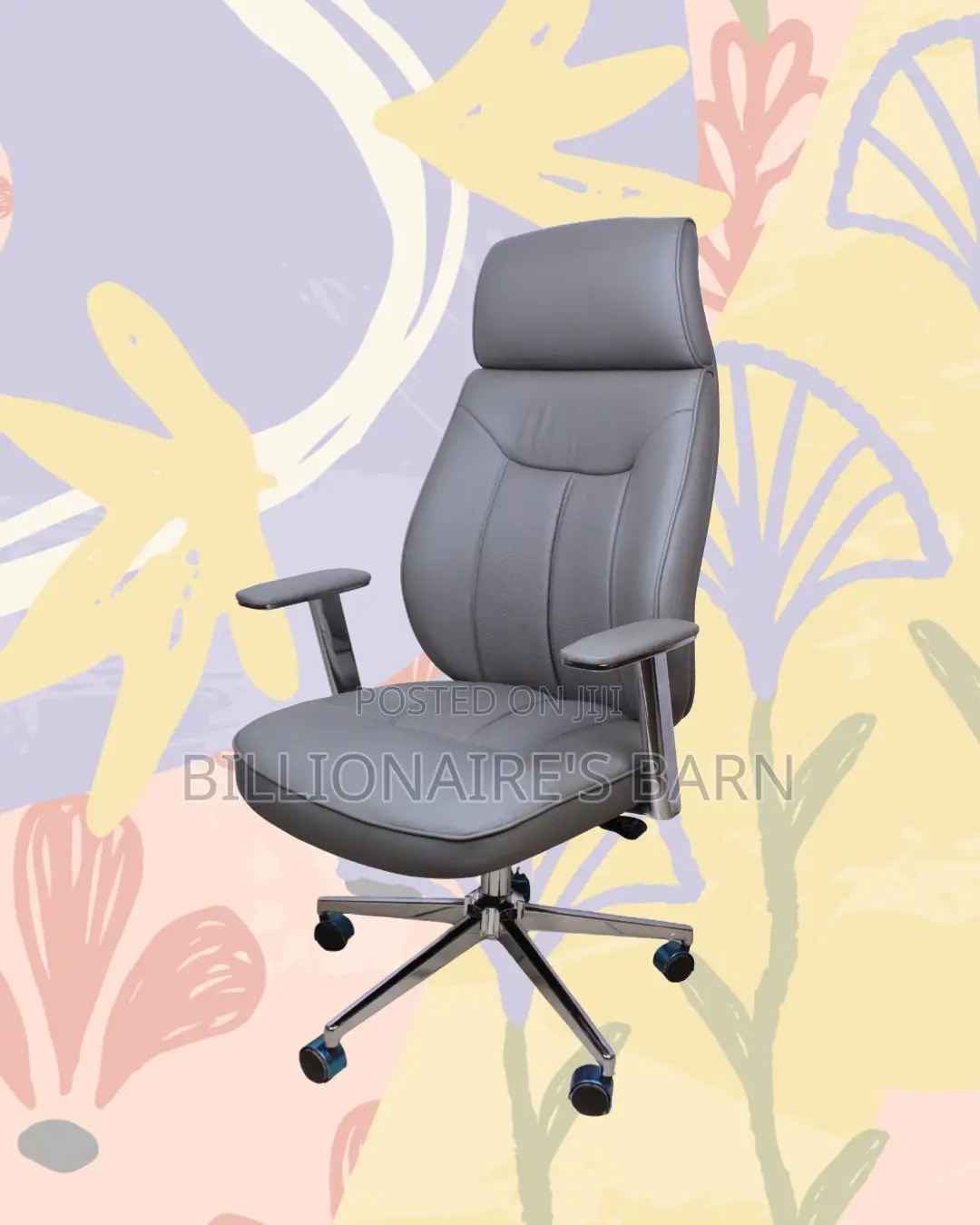Heavy-duty Grey Executive Leather Office Chair — All-day Comfort