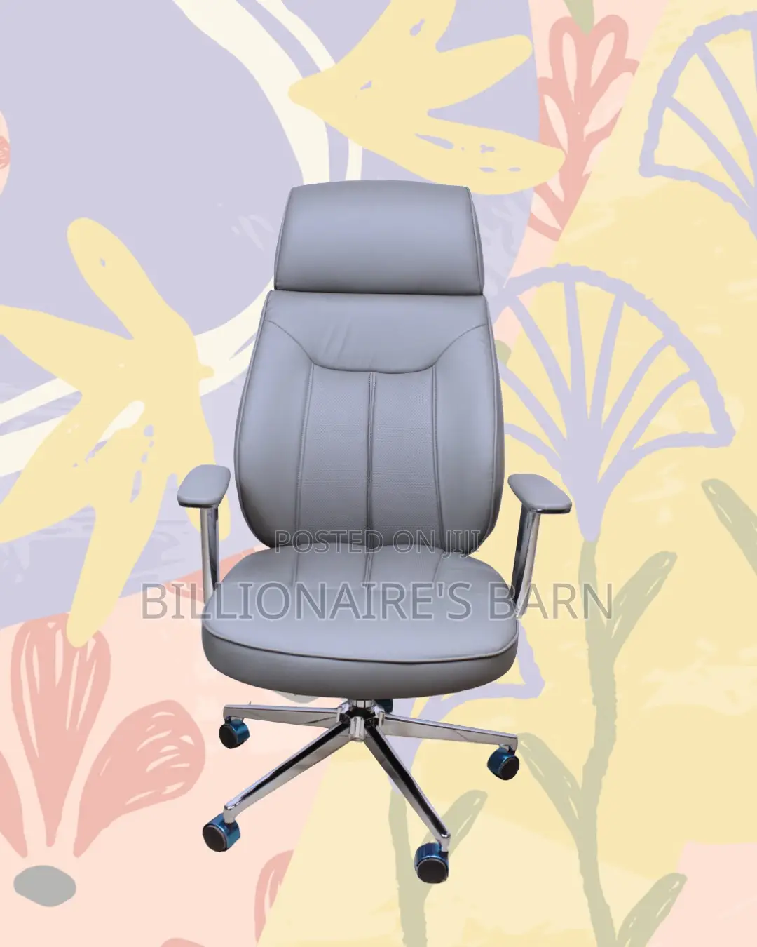 Heavy-duty Grey Executive Leather Office Chair — All-day Comfort