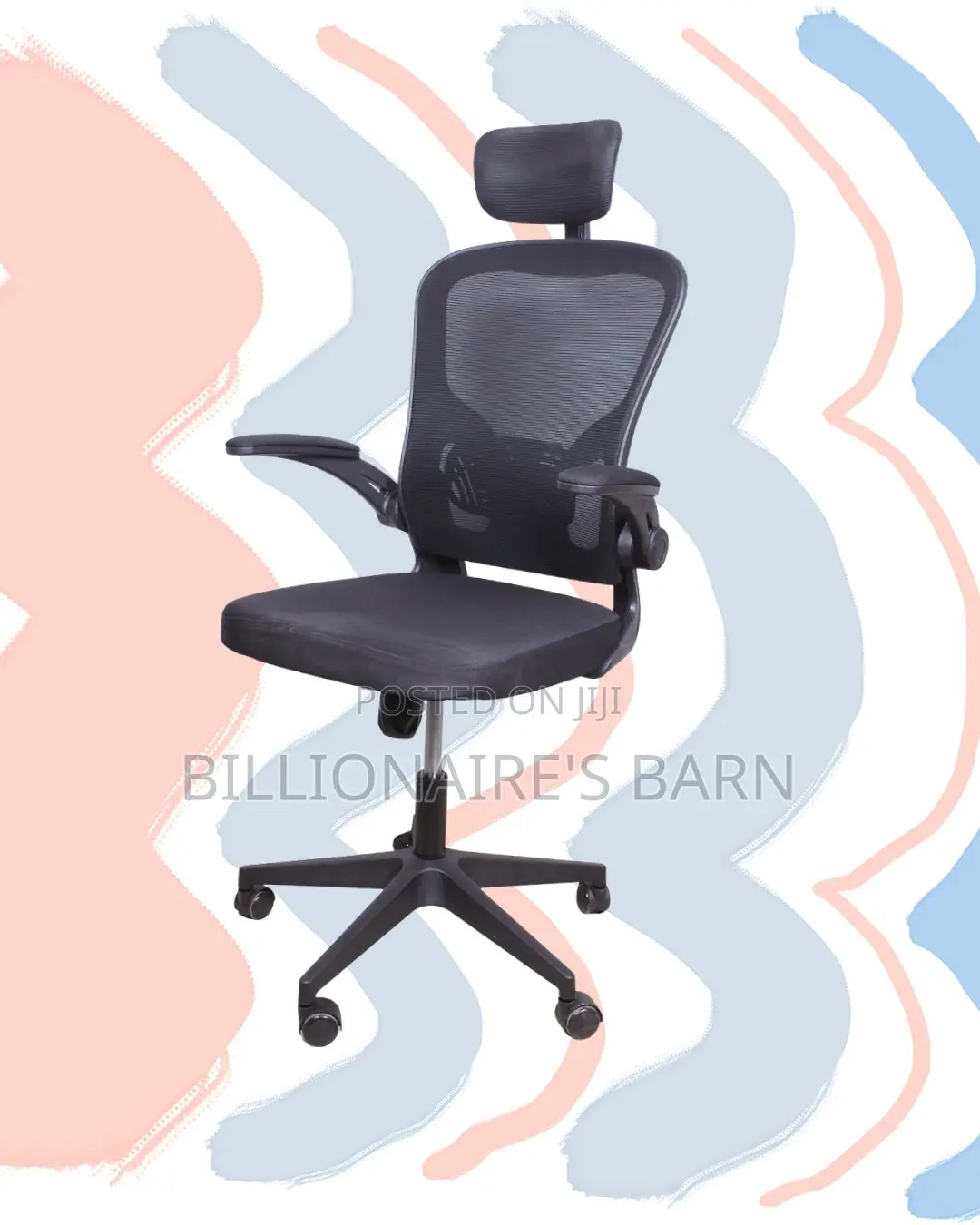 High-Back Grey Ergonomic Office Chair | Padded Armrests