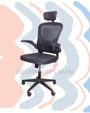 High-Back Grey Ergonomic Office Chair | Padded Armrests