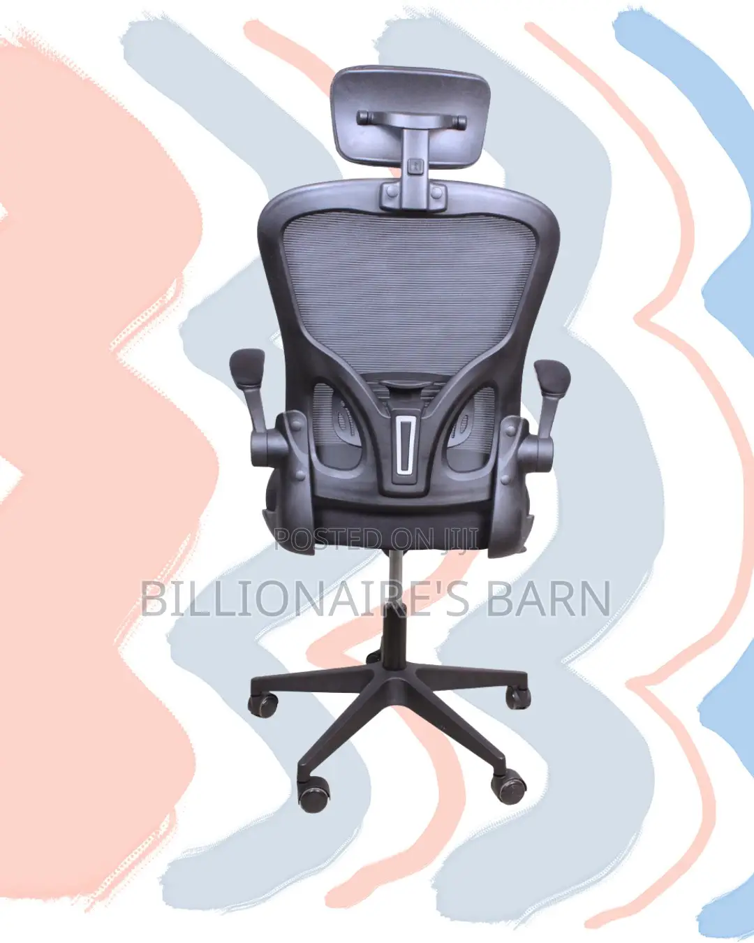 High-Back Grey Ergonomic Office Chair | Padded Armrests