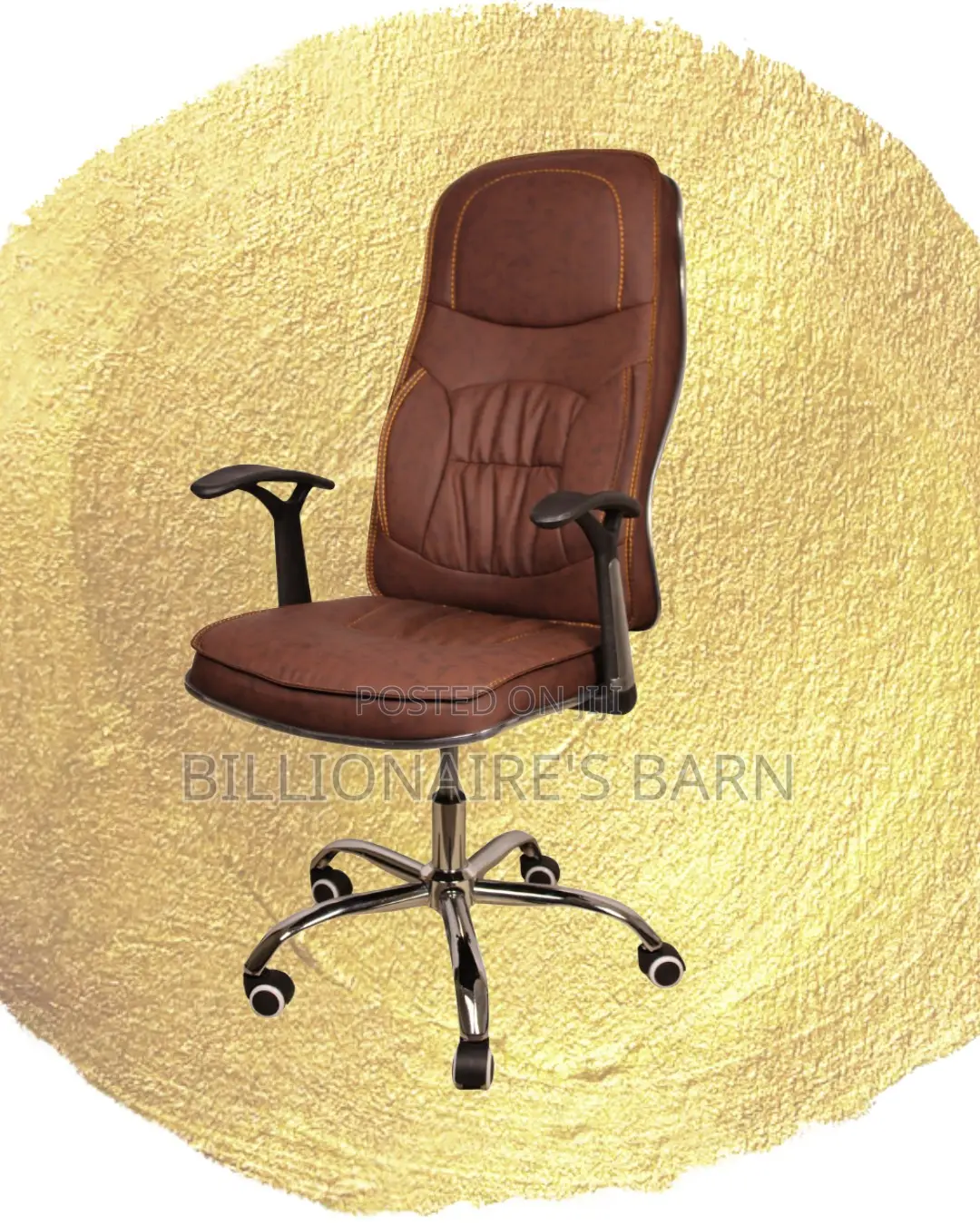 Minimal Ergonomic Executive Leather Chair | Padded Armrests
