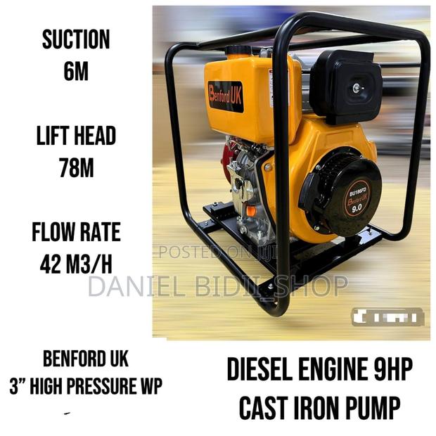 Benford Diesel Waterpump 9hp Cast Iron 78mtrs 3inch