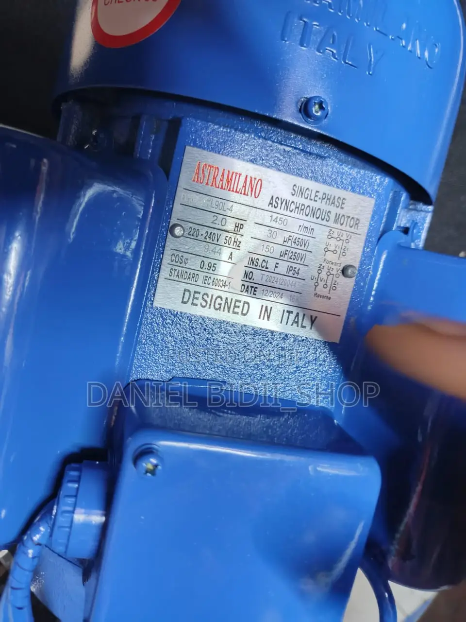 Astramilano Single Phase Asynchronous Motor Low Speed 2hp 1450rpm