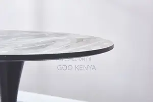 Home Table; Round Marble-Top Coffee Table With Durable Metal Base