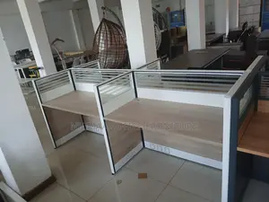 4-Person Frosted Privacy Panels Workstation