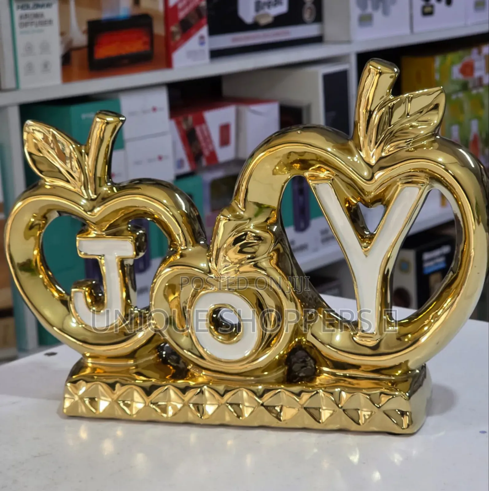 Golden "Joy" Apple-Themed Tabletop Décor*