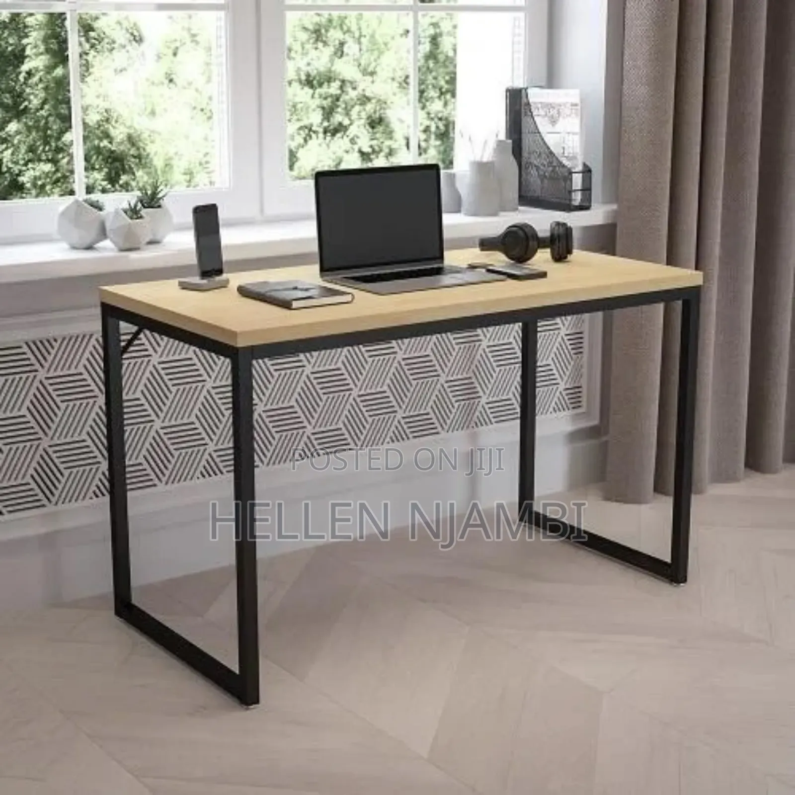 Assembled Olympus Office Table With Black Metal Frame