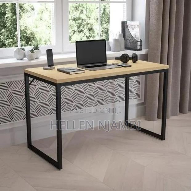 Assembled Olympus Office Table With Black Metal Frame