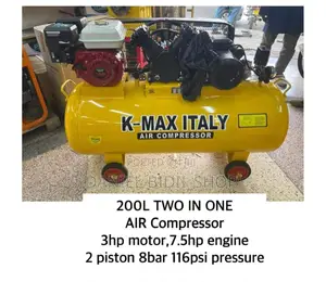 Petrol And Electric Kmax Italy Air Compressor 200ltr 7.5hp