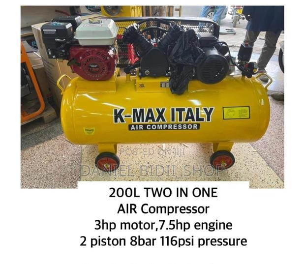 Petrol And Electric Kmax Italy Air Compressor 200ltr 7.5hp - main view