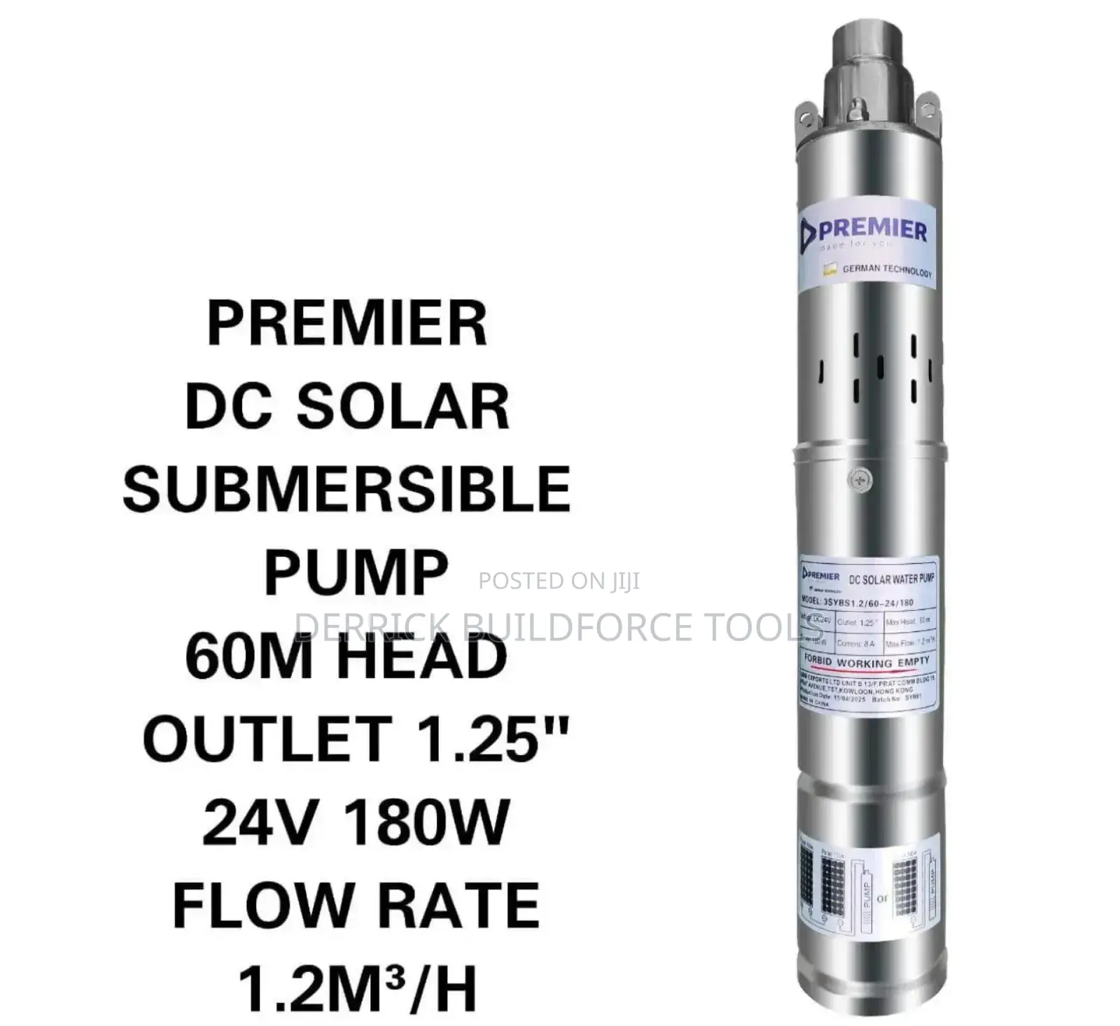 Premier 24v 180w Dc Submersible Solar Pump