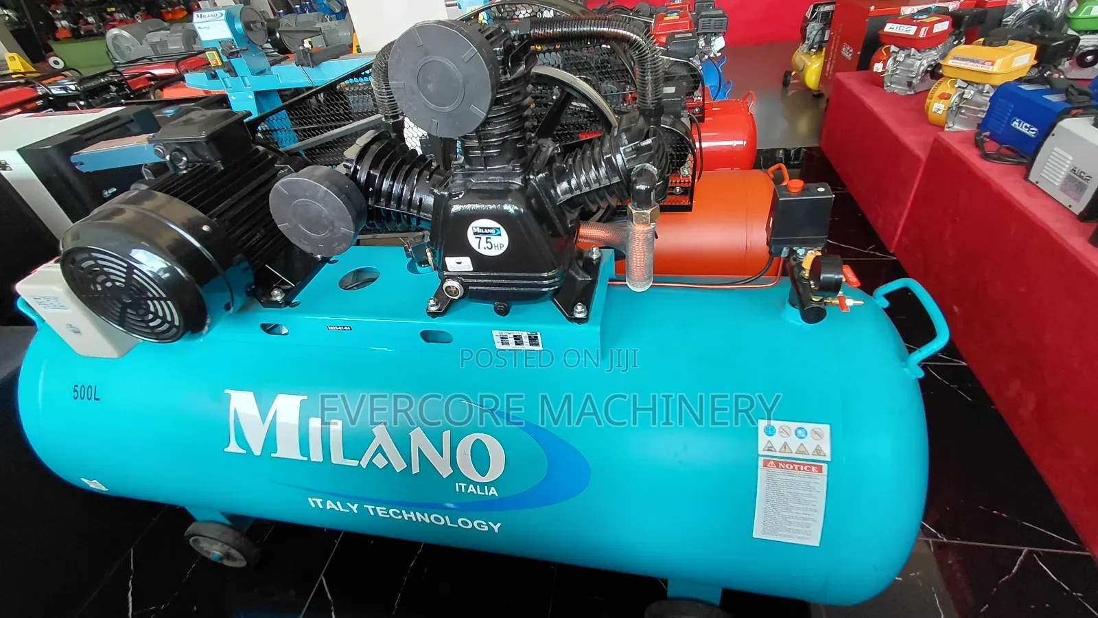 Milano Italia 500l Electric Three Phase Air Compressor 7.5hp.