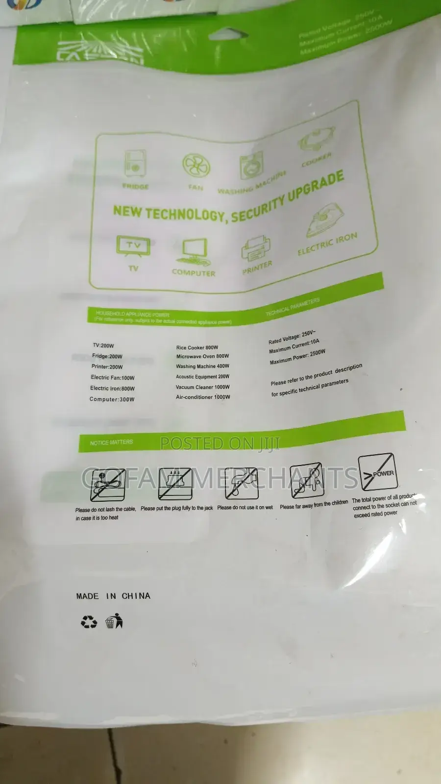 Heavy Duty 4way Extension (Fridge, Washing Machine, Cooker, Ironbox)