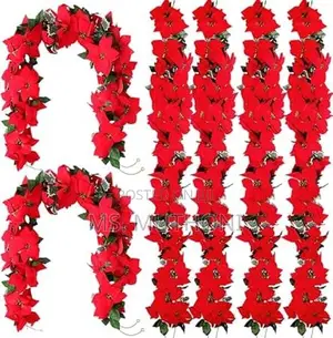 2m Christmas Poinsettia Garland
