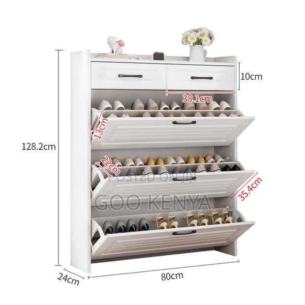 Home Cabinet; Space-Saving White Flip-Off Shoe Storage Unit - thumbnail 3
