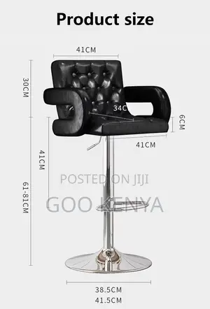 Home Bar Stool; Modern Counter Stool With Leather Seat and Arm Support