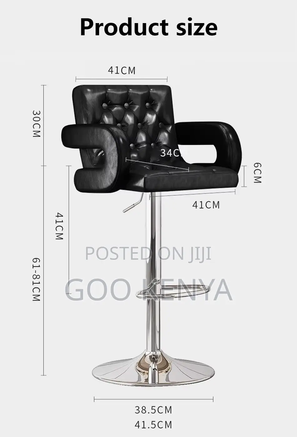 Home Bar Stool; Modern Counter Stool With Leather Seat and Arm Support