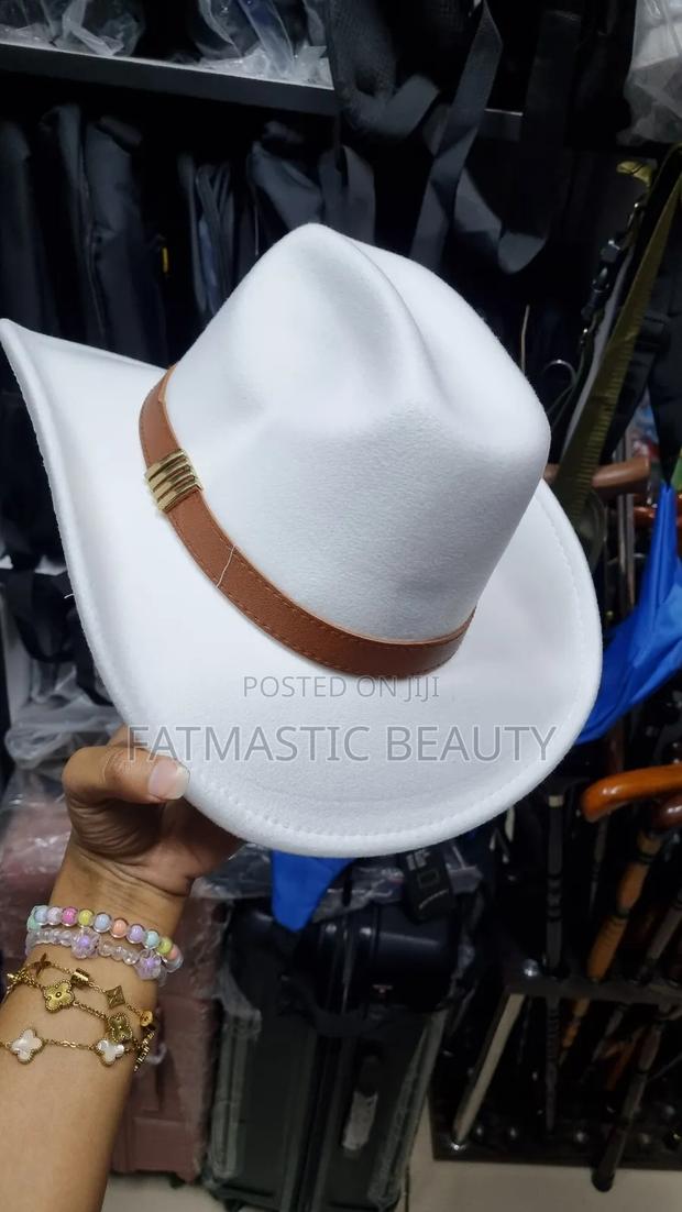 White Cowboy Hat With Band - main view
