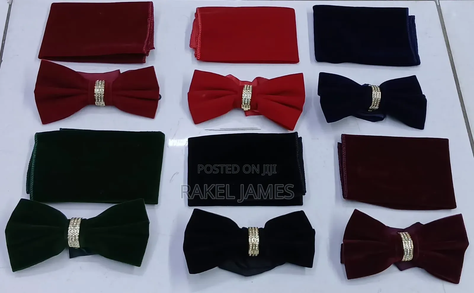 Party Velvet Bowtie With Pocket Square