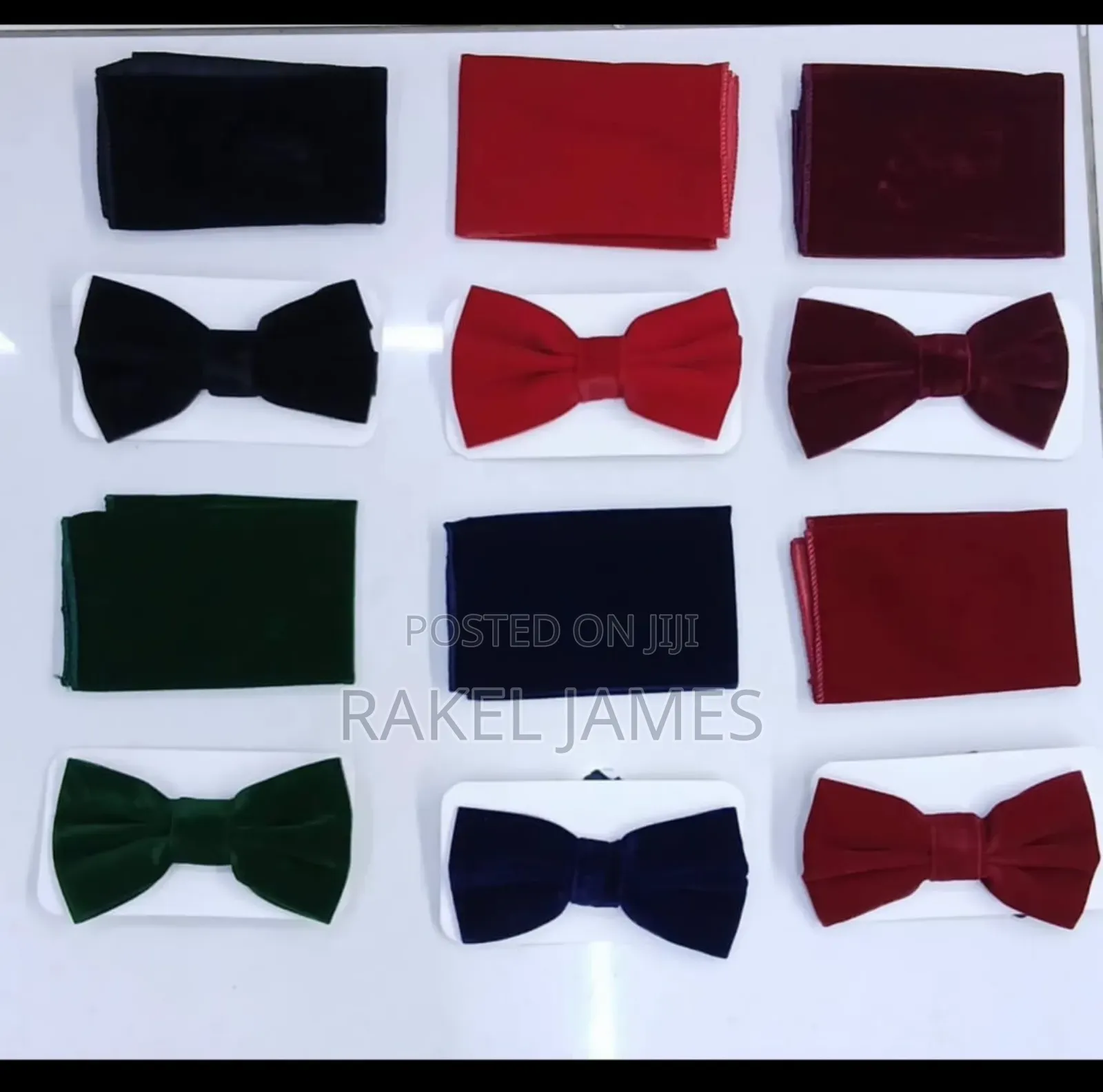 Party Velvet Bowtie With Pocket Square