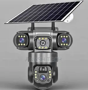 Manageble 4lens Three Screen View Solar PTZ Camera