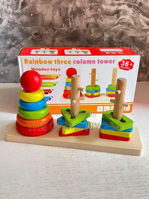 Wooden Rainbow 3 Column Tower