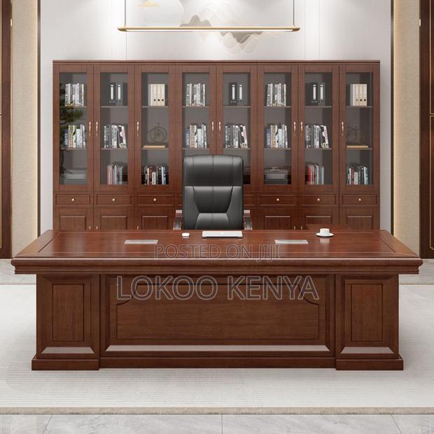 Office Desk : L-Shaped Mahogany Office Work Desk – 1.8m