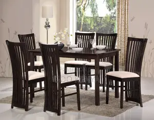 Home Dining Set; Solid Mahogany 6-Seater Dining Table and Chair Set