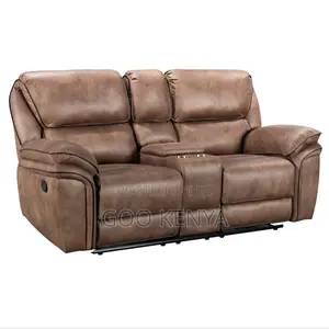 Home Sofa; Leather Reclining Two-Seater Sofa With Cup Holder