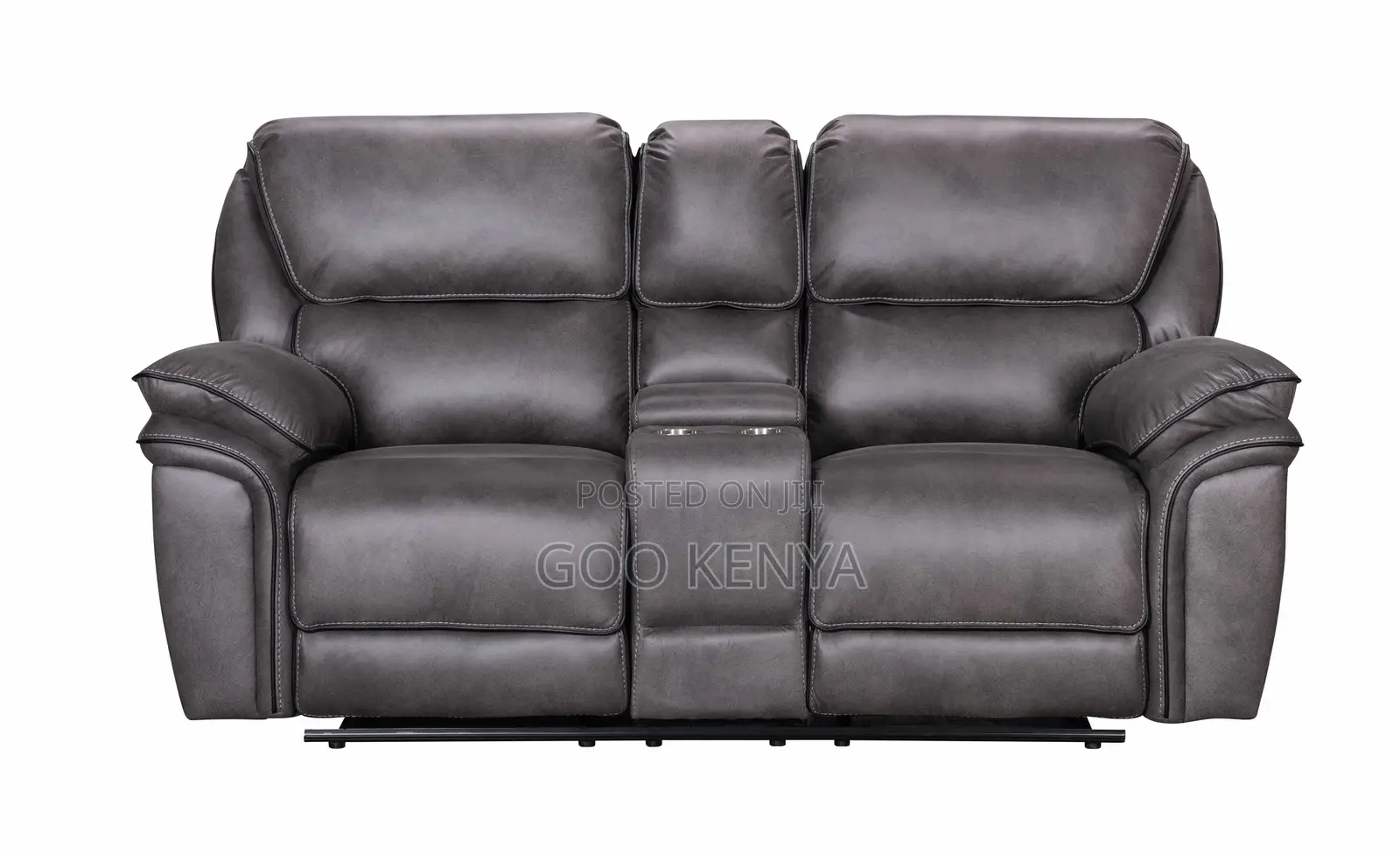 Home Sofa; Leather Reclining Two-Seater Sofa With Cup Holder