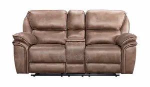 Home Sofa; Leather Reclining Two-Seater Sofa With Cup Holder